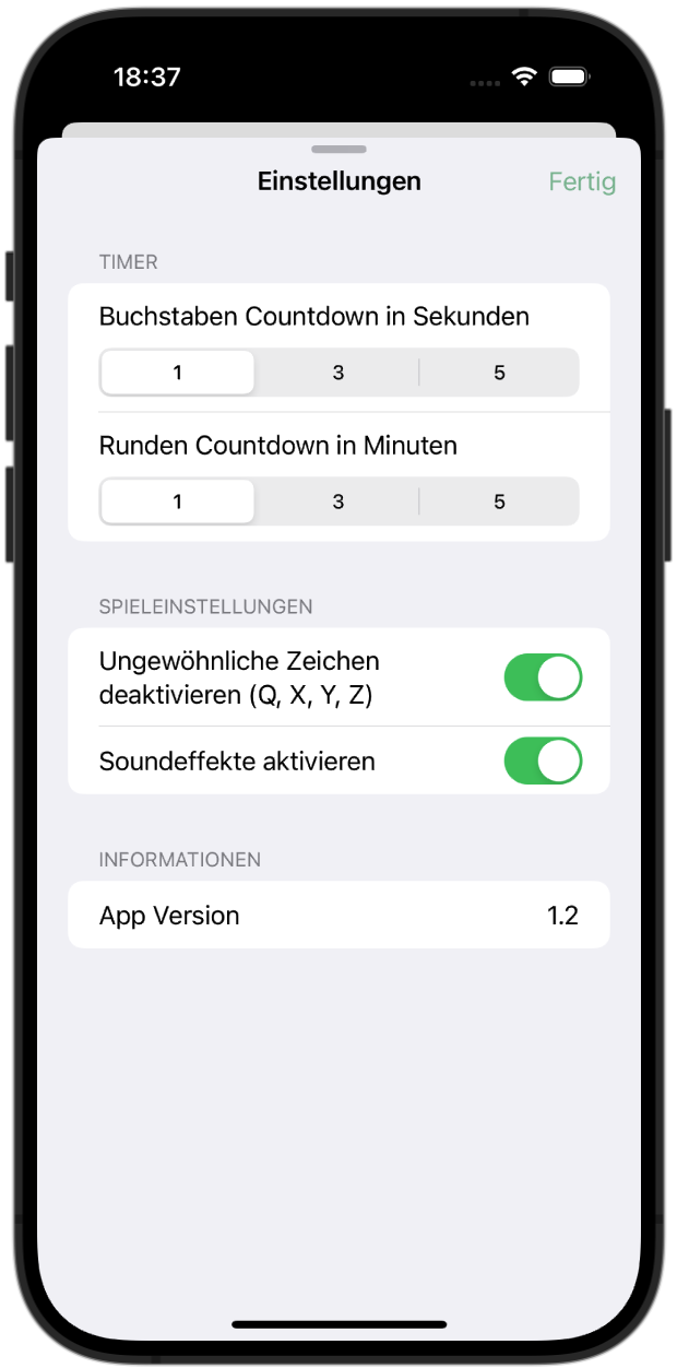 settings screenshot